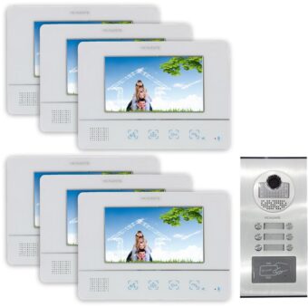 REALSAFE Κιτ θυροτηλεόρασης 6 μόνιτορ και 1 κάμερα με έξι κουδούνια για πολυκατοικίες VDM-60