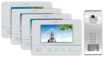REALSAFE Κιτ θυροτηλεόρασης 4 μόνιτορ και 1 κάμερα με τέσσερα κουδούνια για πολυκατοικίες VDM-40