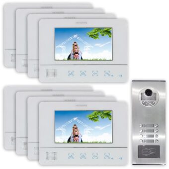 REALSAFE Κιτ θυροτηλεόρασης 8 μόνιτορ και 1 κάμερα με οκτώ κουδούνια για πολυκατοικίες VDM-80