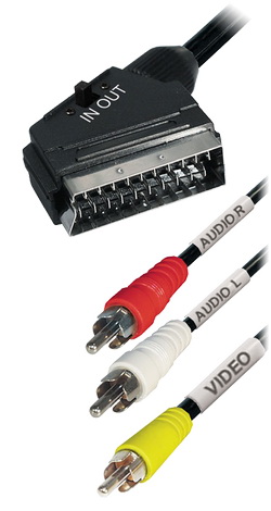 Μετατροπέας Scart Αρσενικό σε 3 RCA με διακόπτη In/Out (audio: stereo) 2.0μ