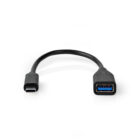 Καλώδιο OTG USB 3.0, C αρσ. σε Α θηλ., 0.20m. NEDIS CCGT61710BK02